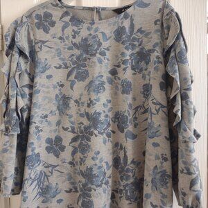 Ali Miles Blue Floral Tunic- Size L- Excellent used condition